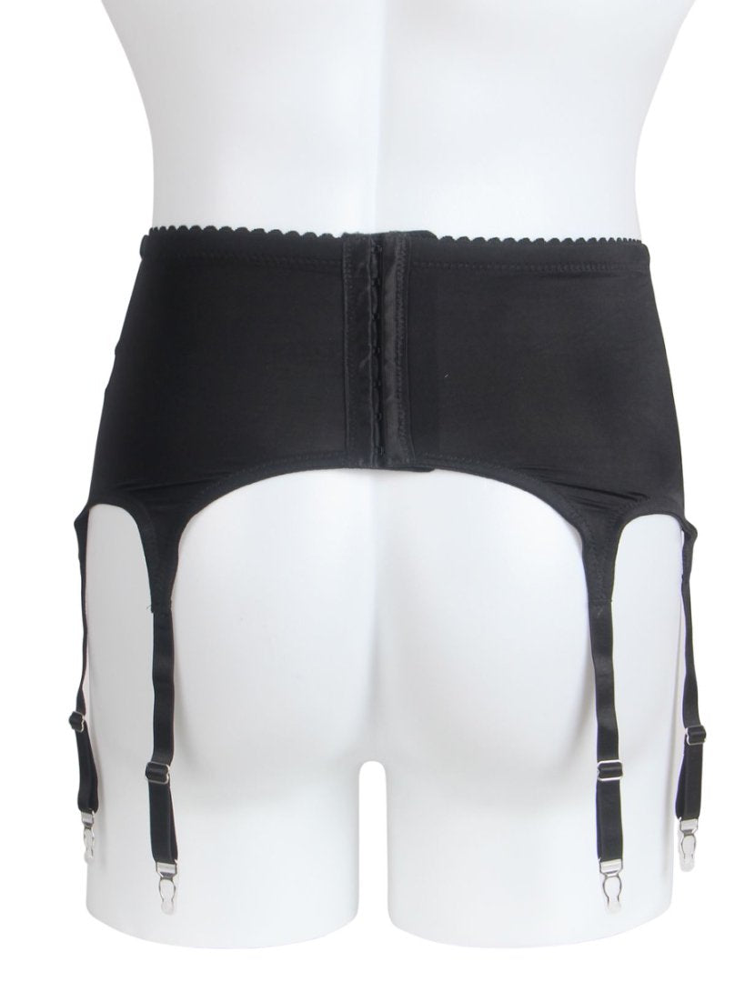 Teasefashion men's lace garter panty black back view with adjustable straps and hook closure