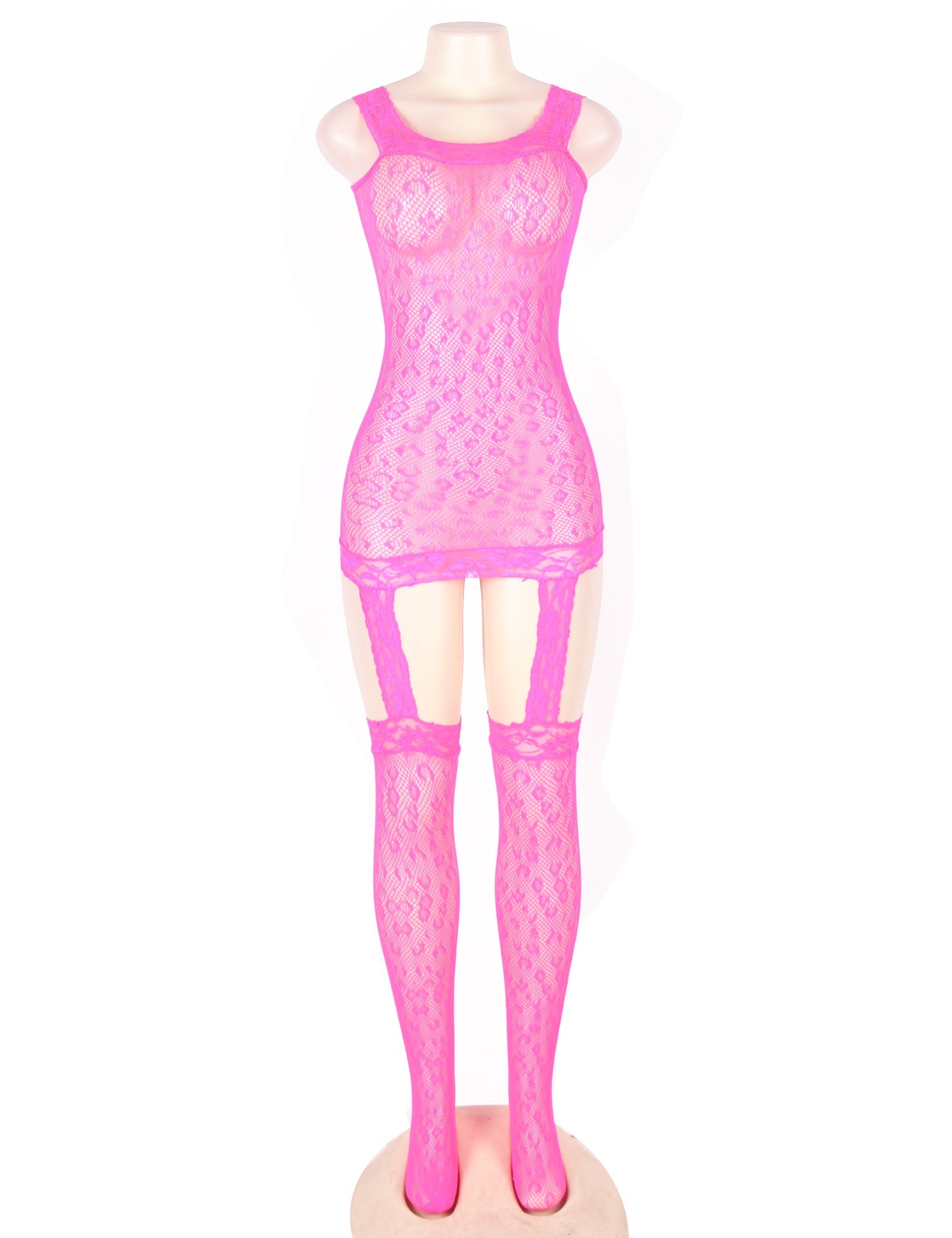 Fabrikpreis Pink Leopard gemusterter Strumpfhalter-Netzbody