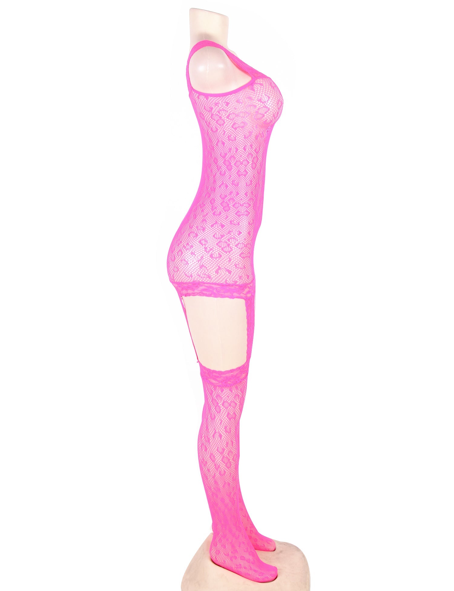 Fabrikpreis Pink Leopard gemusterter Strumpfhalter-Netzbody