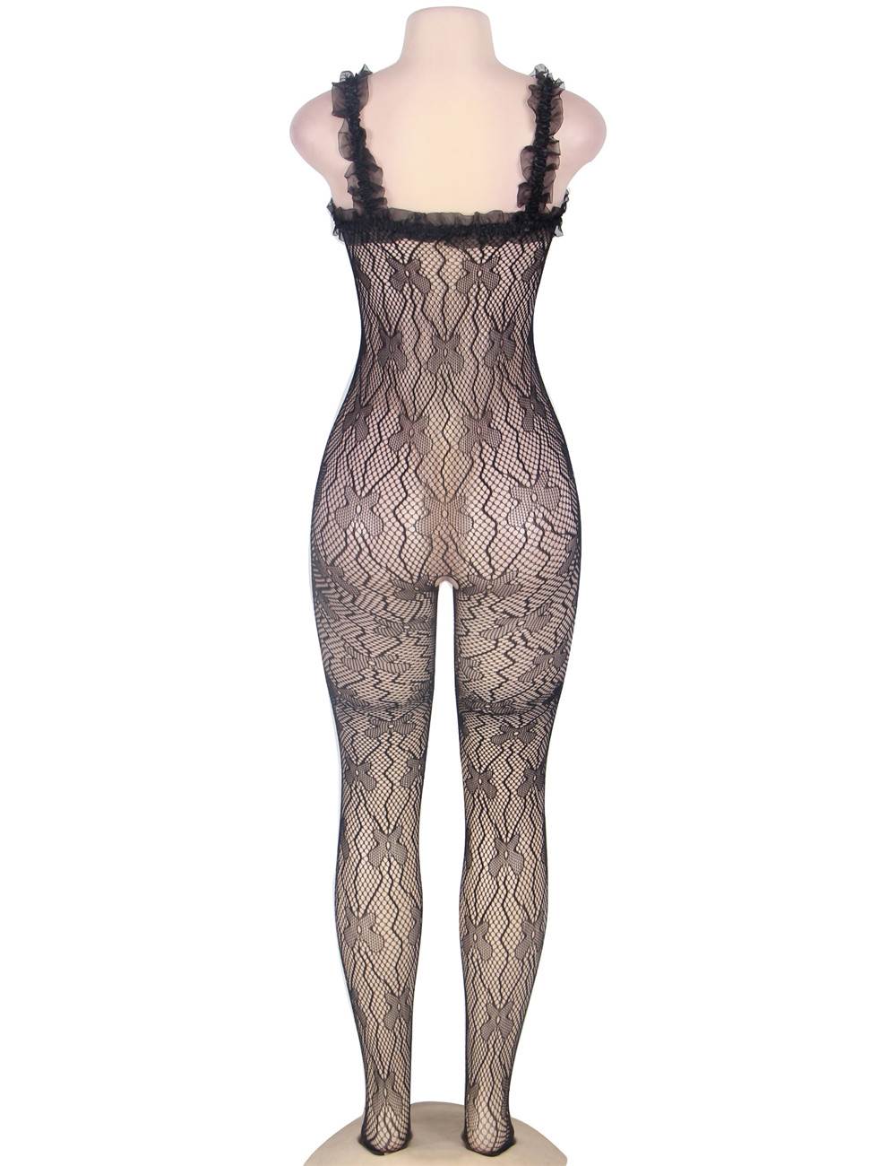 Plus Size Strappy Shoulders Floral Motif BodyStockings
