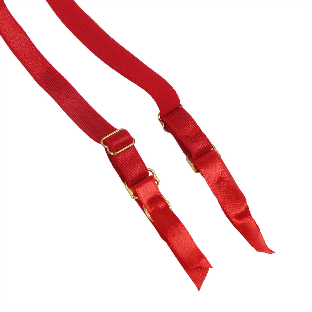 Red Transparent Lace Garter Panties