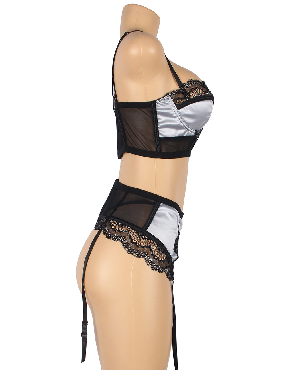 Plus Size Delicate Mesh Underwire Bra Set