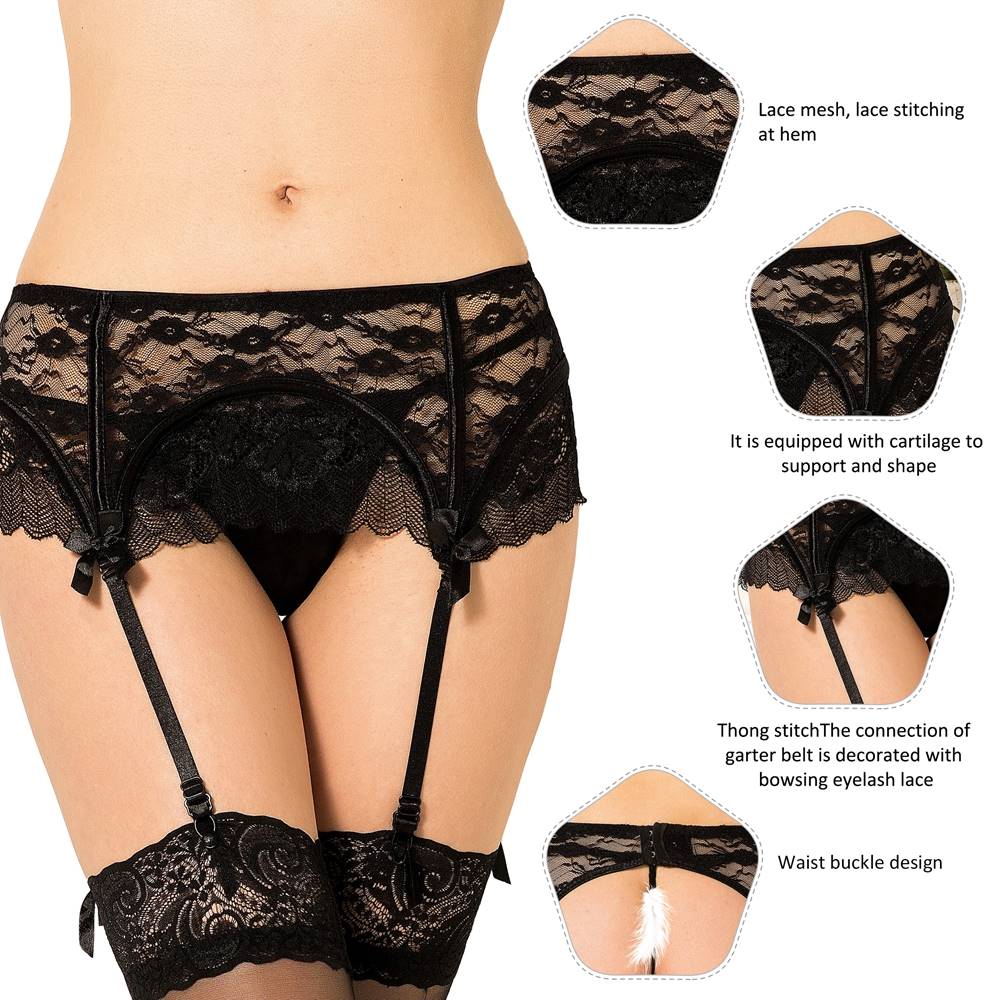 Black Sexy Lace Garter Panty
