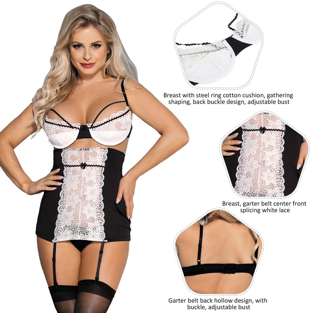 Black And White Lace Mesh Sexy Lingerie