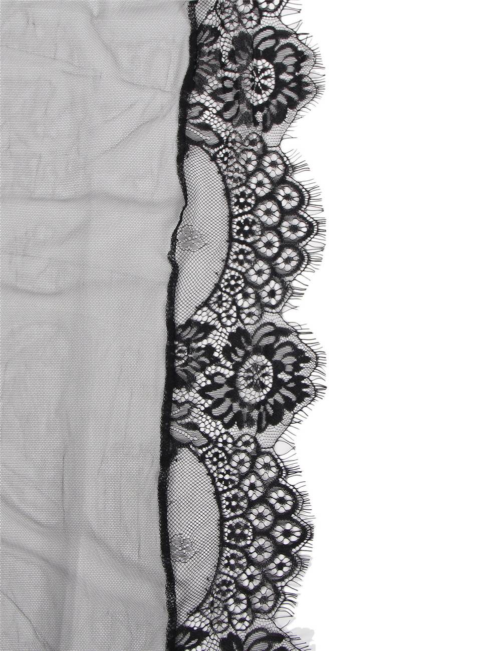 Plus Size Black Delicate Lace Long Sleepwear Gown