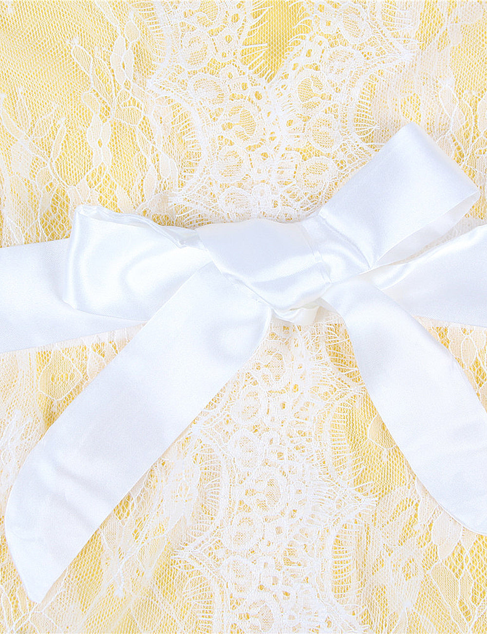 Sexy Long Sleeve White Eyelash Lace Short Sleepwear With Thong