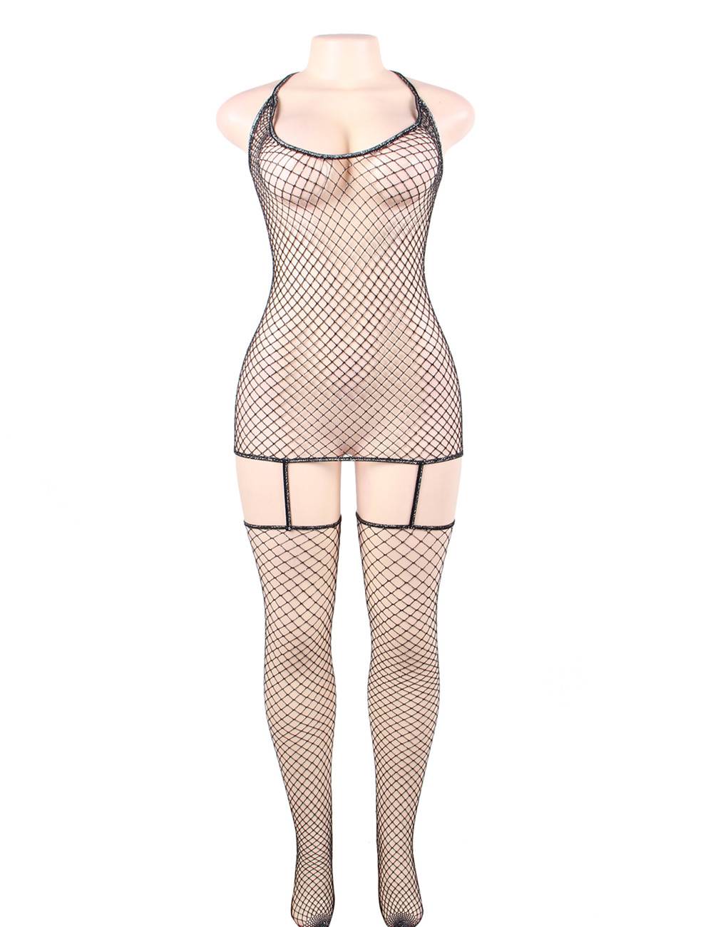 Fashion Sparkle Fishnet Bodystocking
