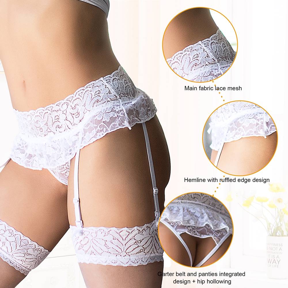 White Sexy Lace Garter Panty