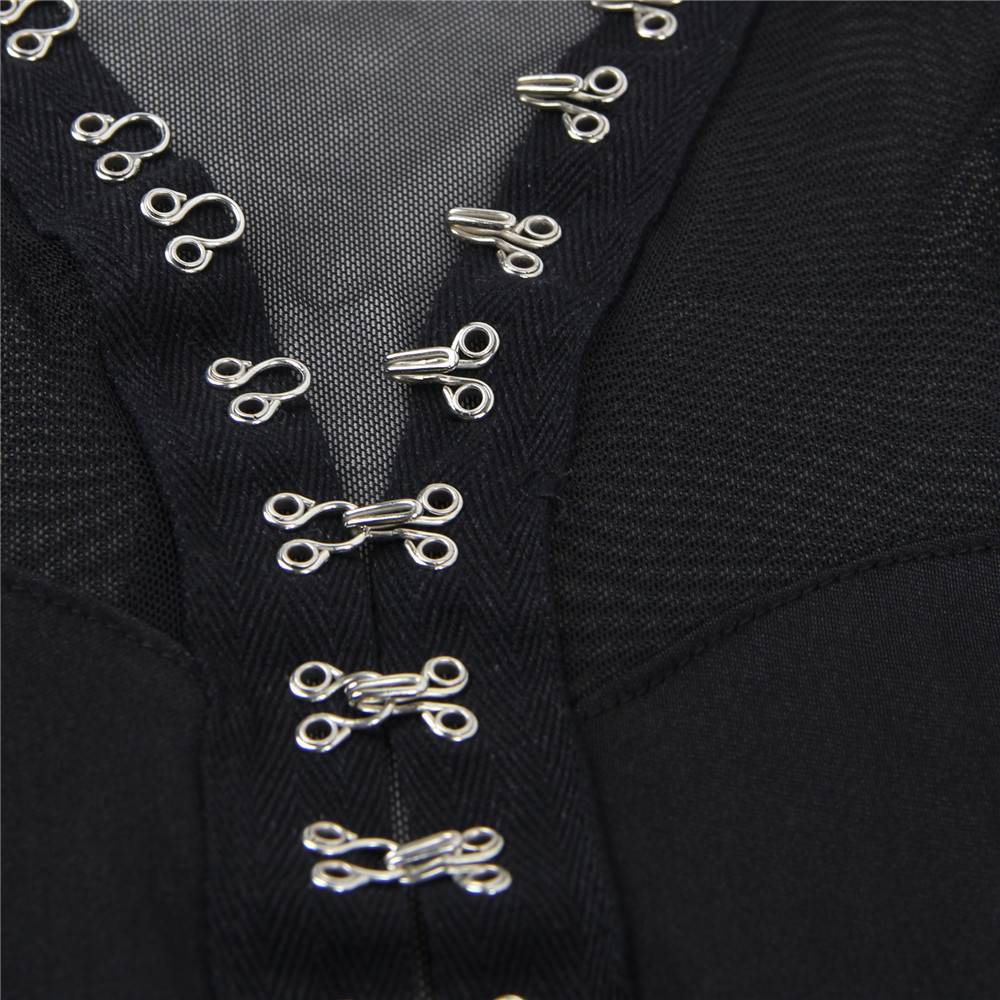 Long Sleeve Slim Mesh Plus Size Hook Buckles  Bodysuit