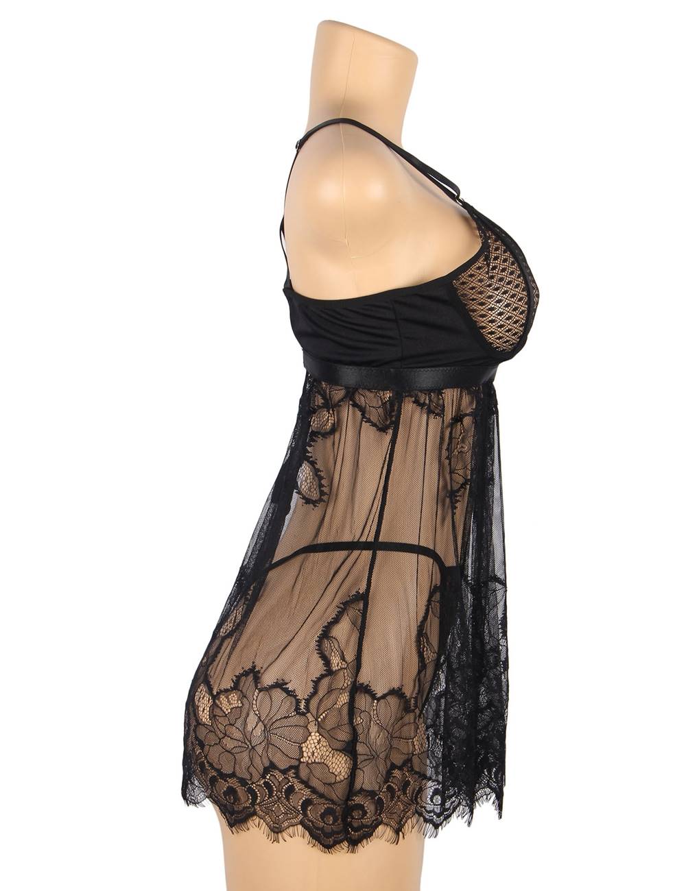 High Quality Elegant Black Lace Sexy Babydoll