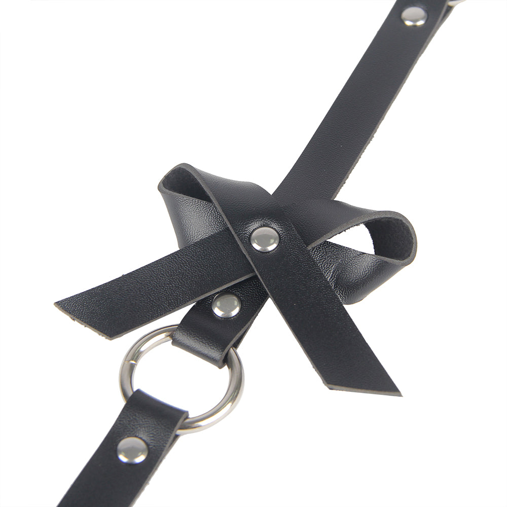 Black Leather Bondage Chain Bandage Garter