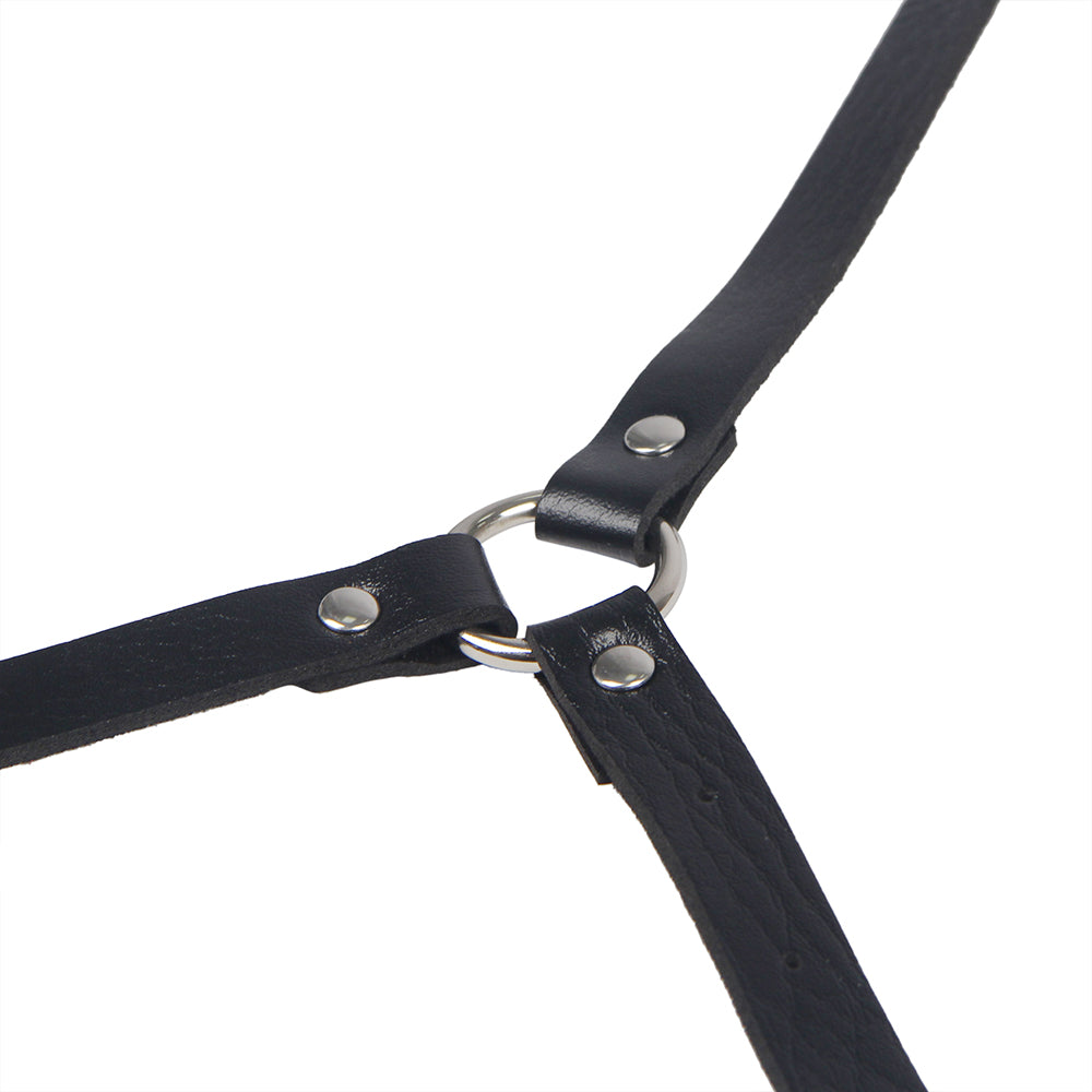 Black Leather Bondage Chain Bandage