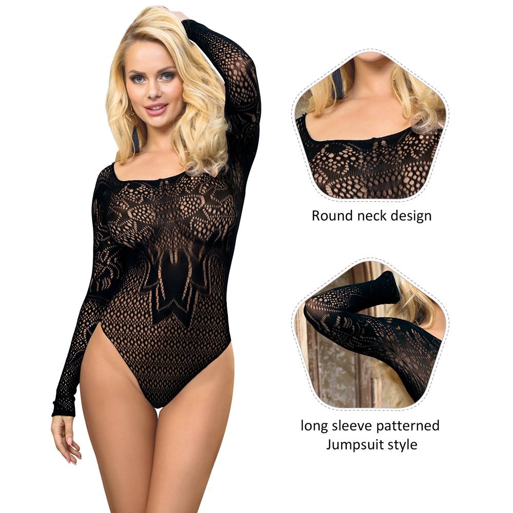 Long Sleeve Fishnet Off-the-shoulder Bodysuit
