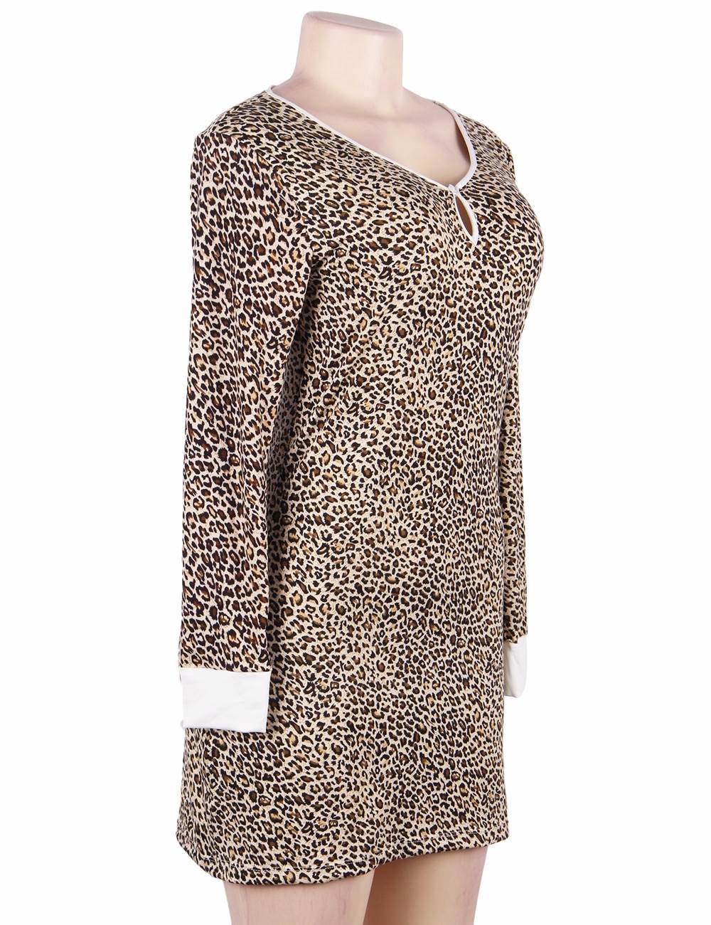 High Quality  Long Sleeve Sexy Leopard Print Pajama