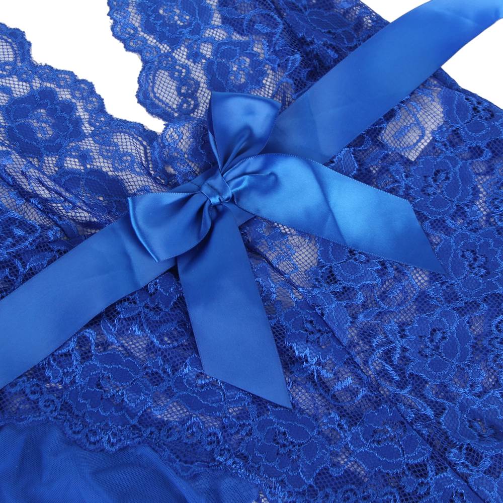 Sexy Neckholder-Teddy mit Rüschenausschnitt in Übergröße und V-Ausschnitt, inklusive Gürtel