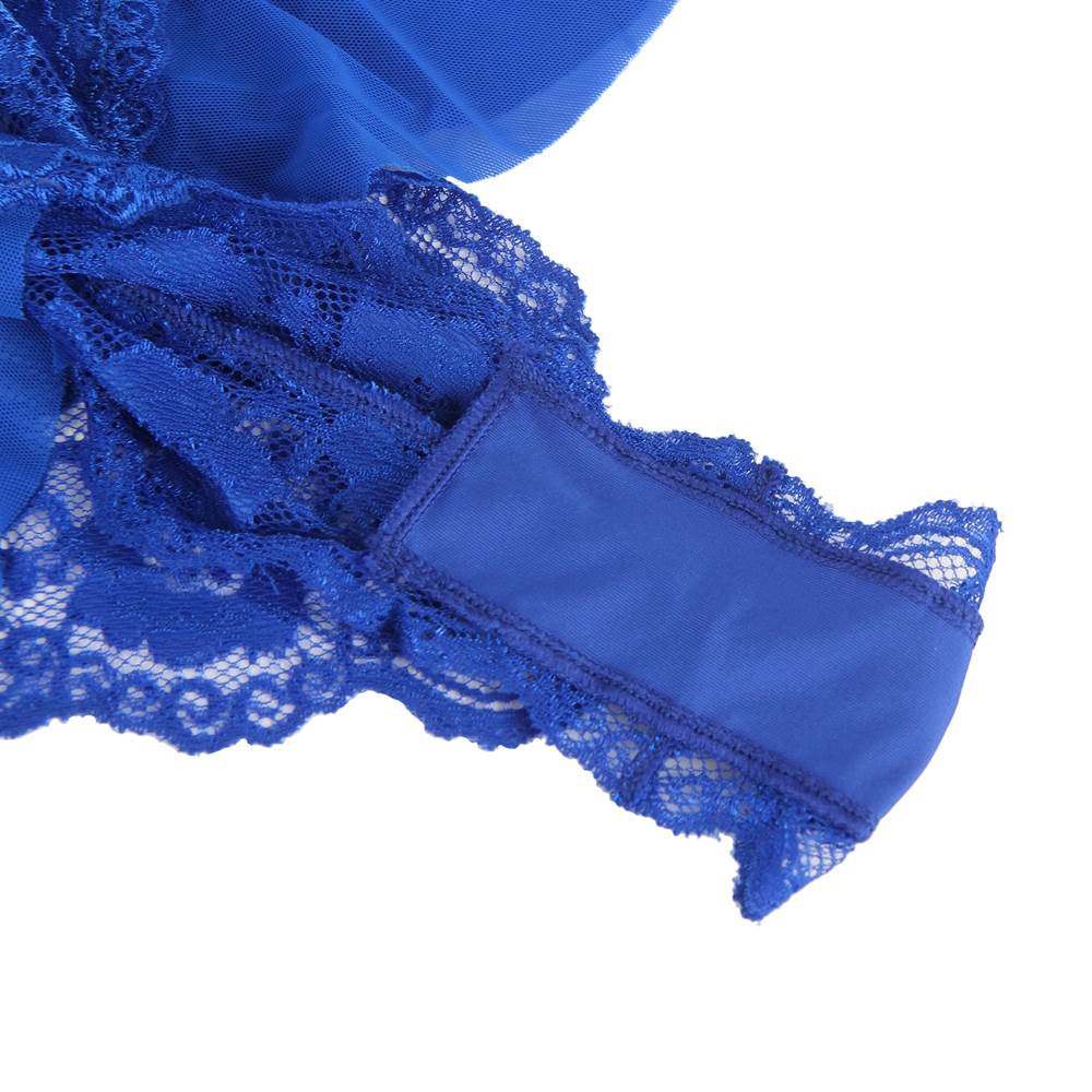 Sexy Neckholder-Teddy mit Rüschenausschnitt in Übergröße und V-Ausschnitt, inklusive Gürtel