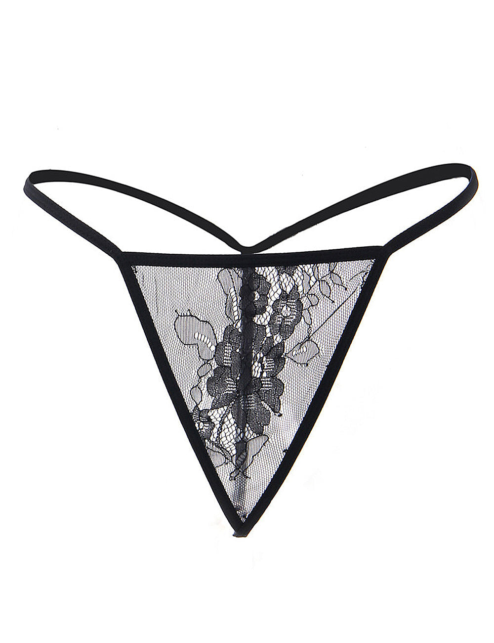 Sexy Langarm-Nachtwäsche mit Wimpernspitze in Schwarz, Übergröße, inklusive String