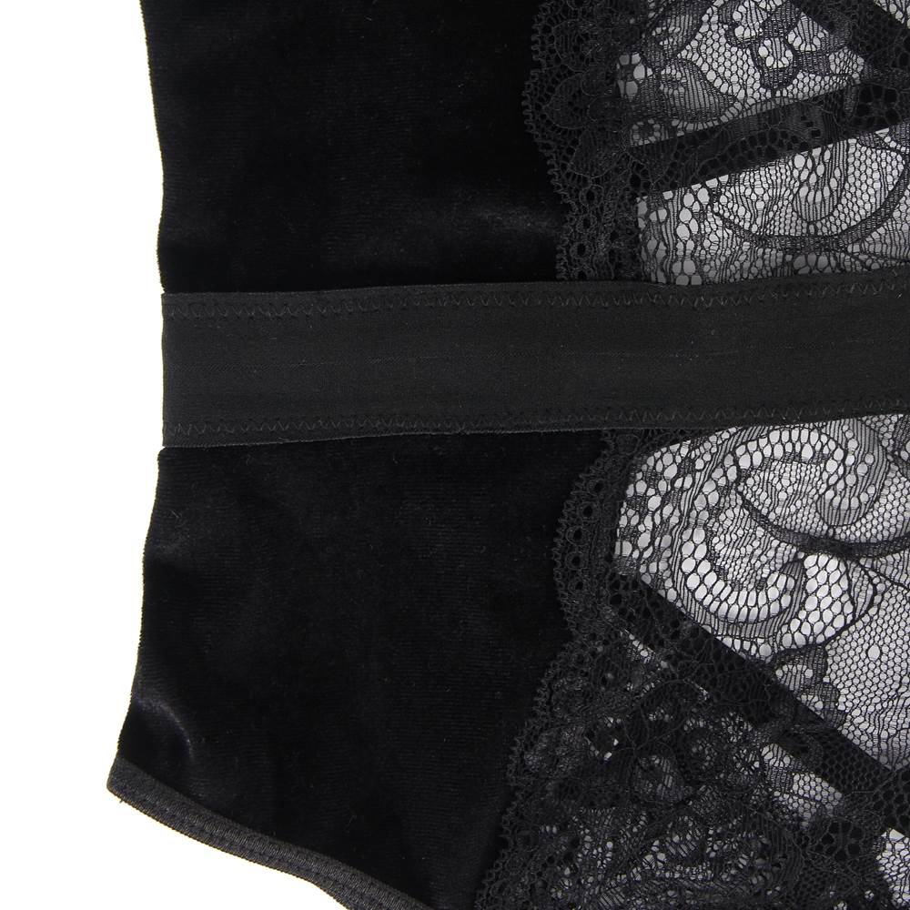Garter bodysuit With Underwire Sexy Lace Velour Plus Size Lingerie
