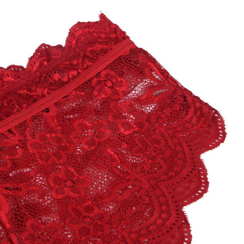 Naughty Sexy Girls High Waist Dark Red Full Lace Bra Panty Underwear
