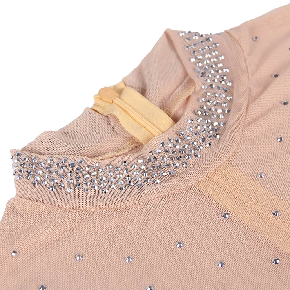 Long Sleeve Mesh Rhinestone Sexy Women Transparent Teddy