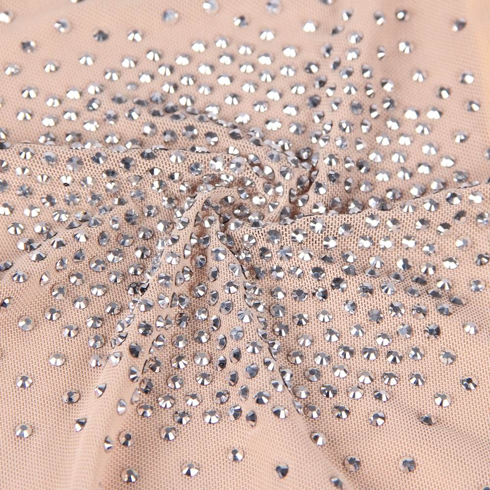 Long Sleeve Mesh Rhinestone Sexy Women Transparent Teddy