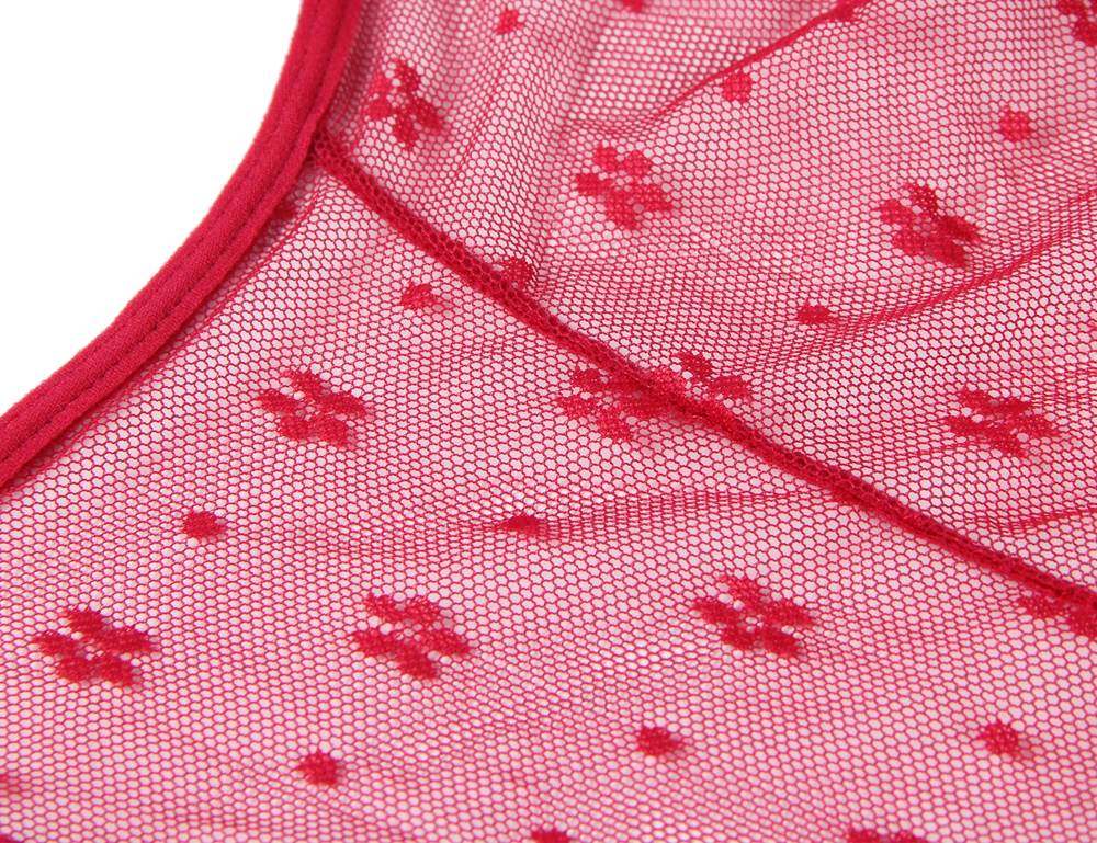 Sexy rotes Neckholder-Dessous in Übergröße aus Leder mit Spitzeneinsätzen und Strumpfhaltern