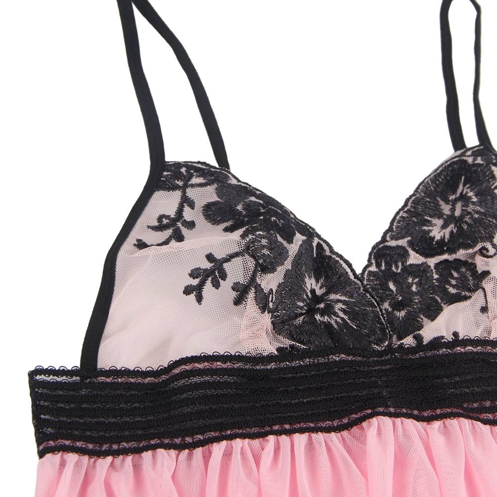 Exquisite embroidery super transparent  Lace Sexy Babydoll Without Underwire