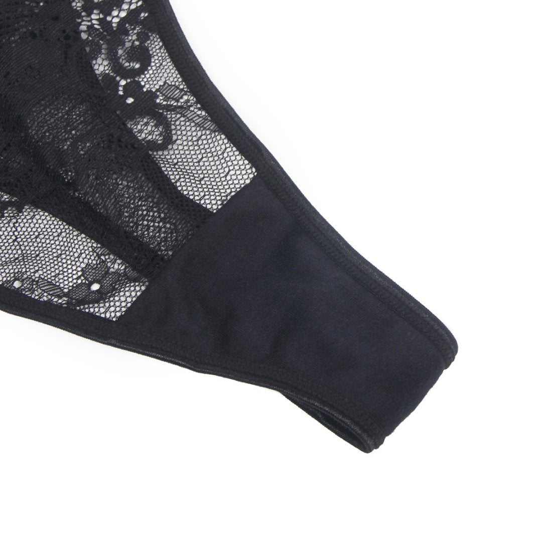 Black Sexy Lace Hollow Out  Women Thong Underwear