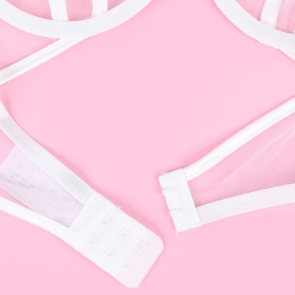 White Floral Lace Underwire Garter Bra Set