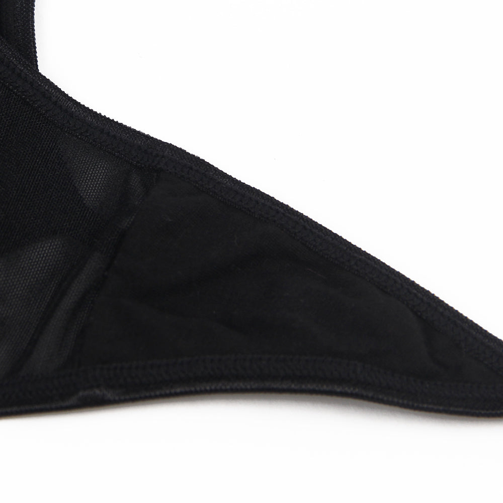 Culotte en dentelle noire sexy avec porte-jarretelles et fermeture à cinq agrafes