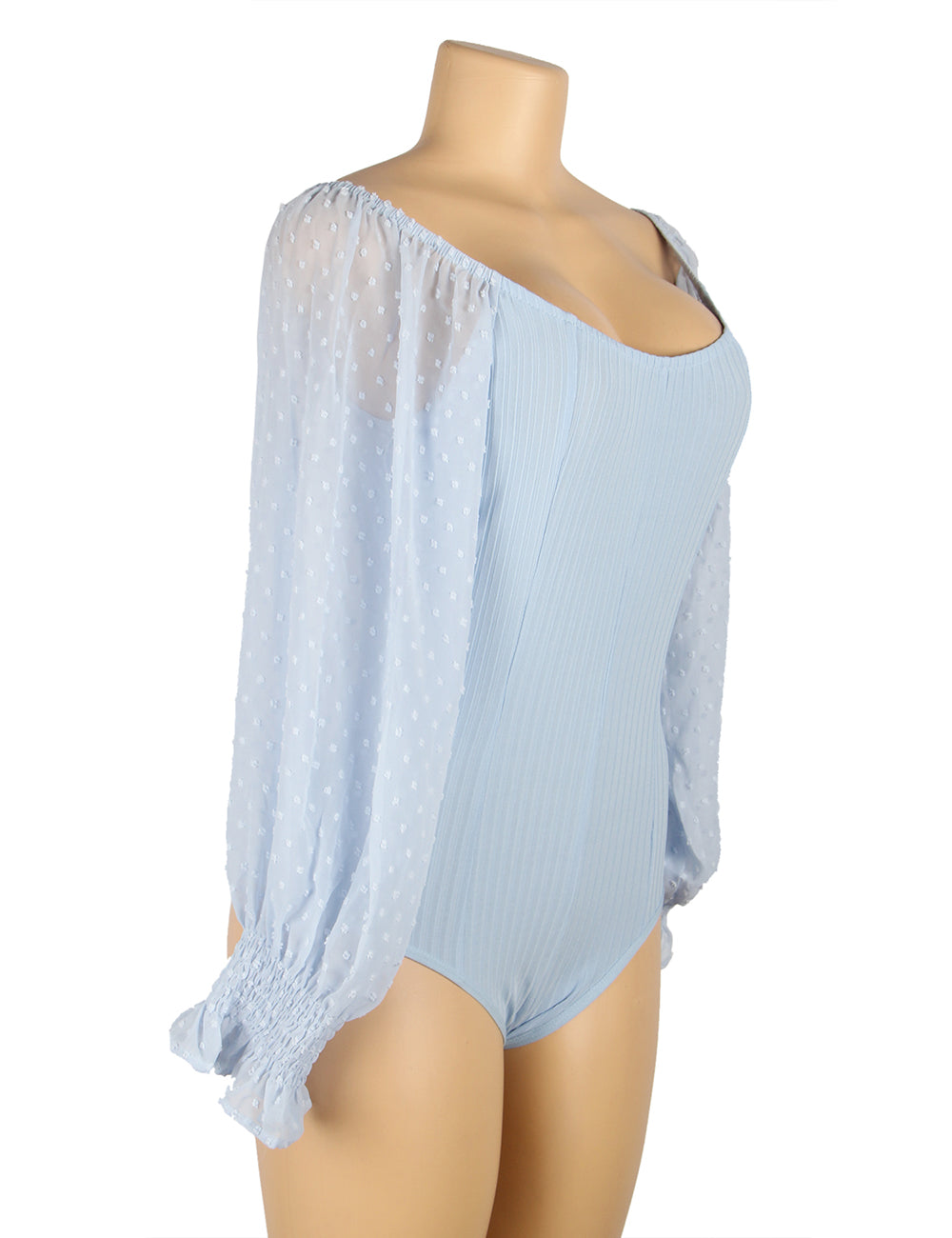 One-piece Blue Off Shoulder Long Sleeve Fashion Bodysuit