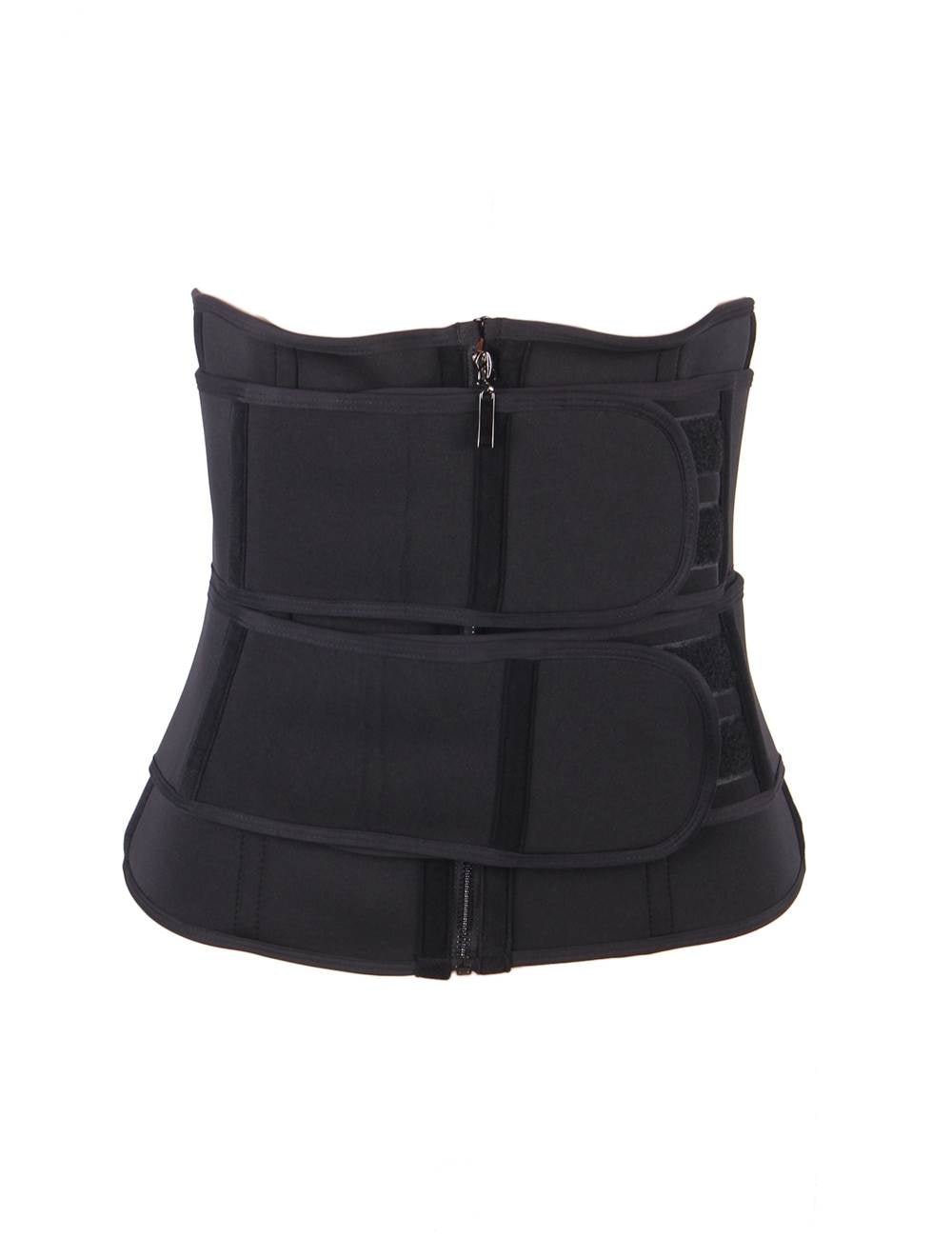 Zippered Double Belt 15 Steel Bones Neoprene Fitness Waist Trainer