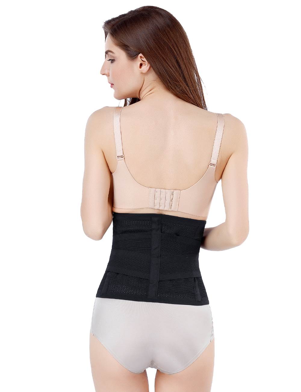 Sport-Hüftgurt mit 3 Stahlstäben, Körperformungsgürtel, Schwarz