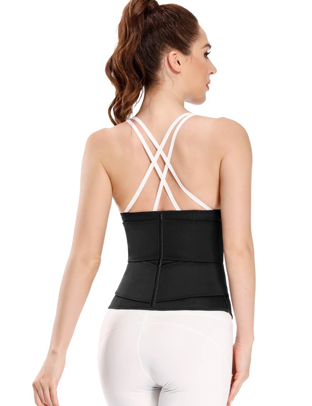 Taillenformer mit Reißverschluss, Doppelgürtel, 9 Stahlstäben, Neopren, Schwarz