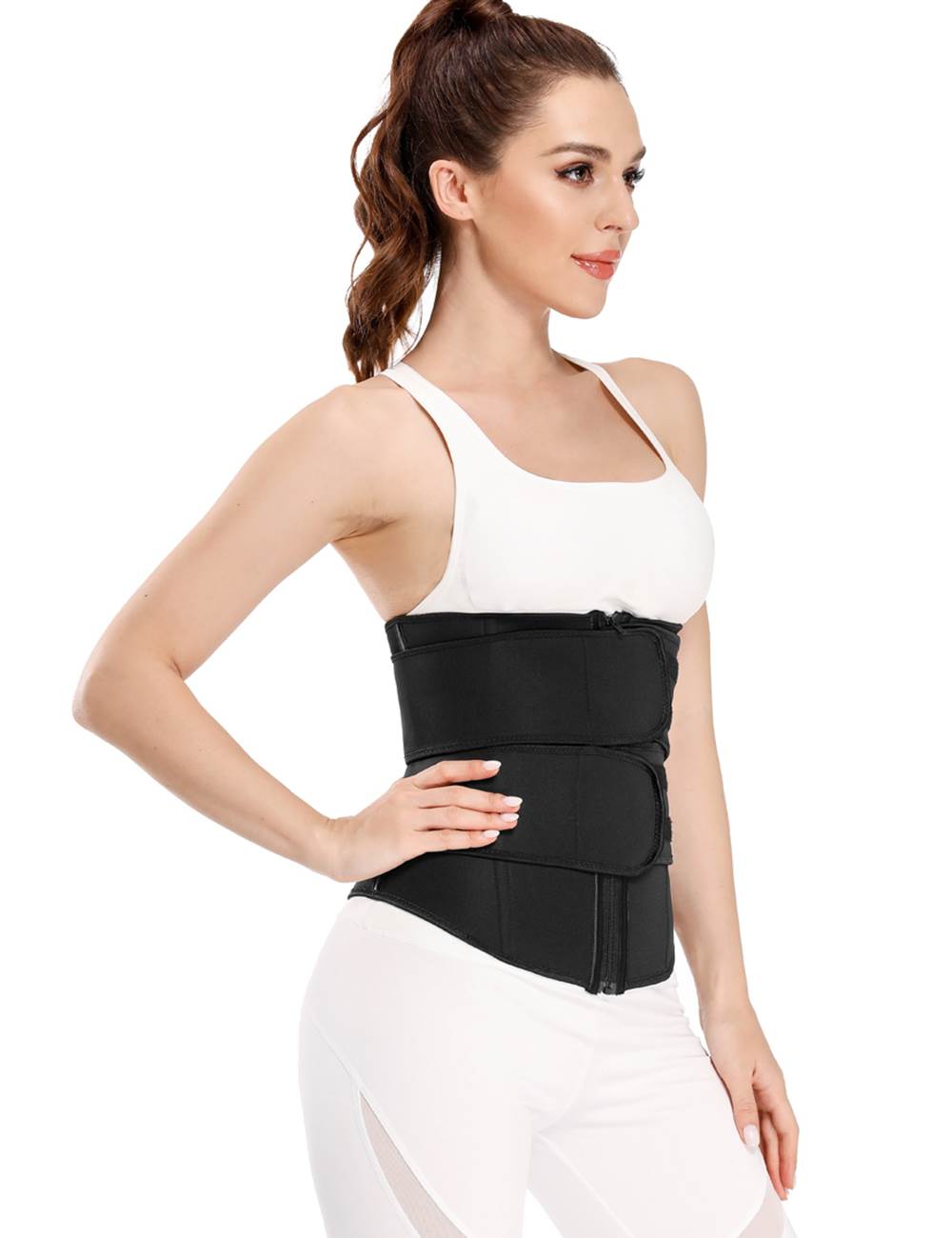 Zippered Double Belt 9 Steel Bones Neoprene Fitness Waist Trainer
