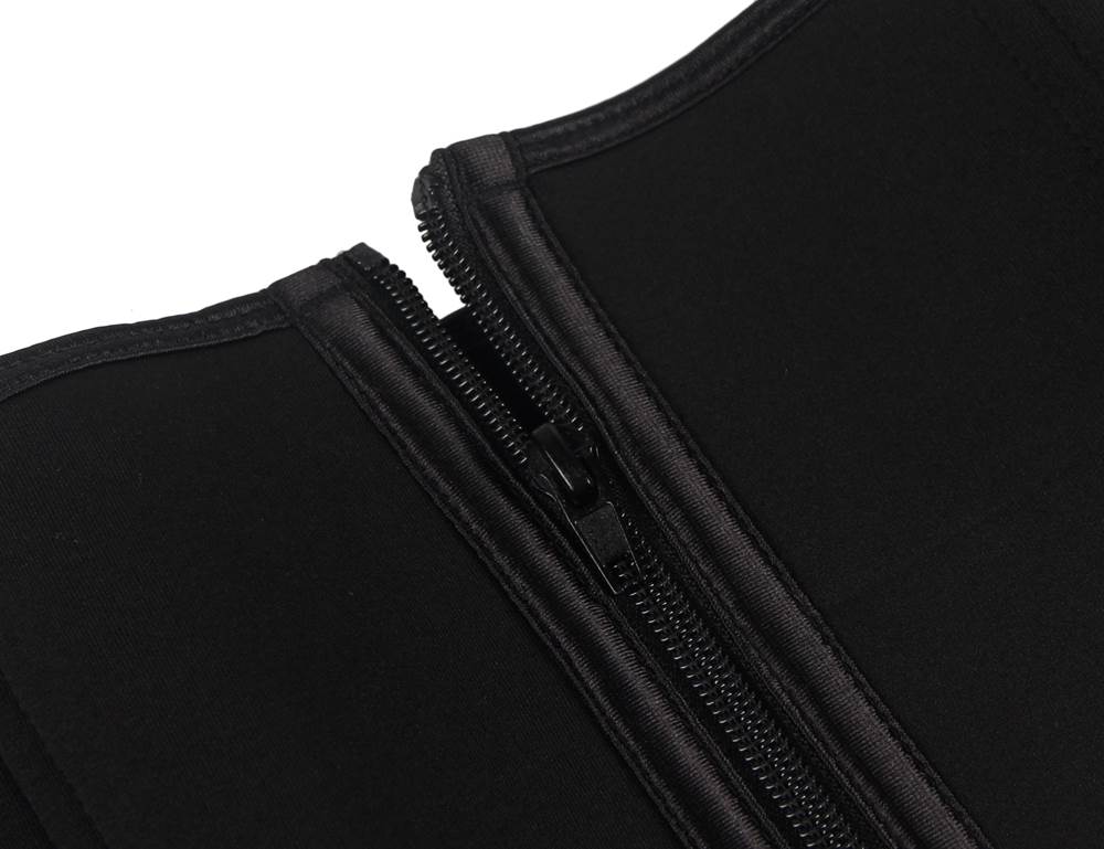 Taillenformer mit Reißverschluss, Doppelgürtel, 9 Stahlstäben, Neopren, Schwarz