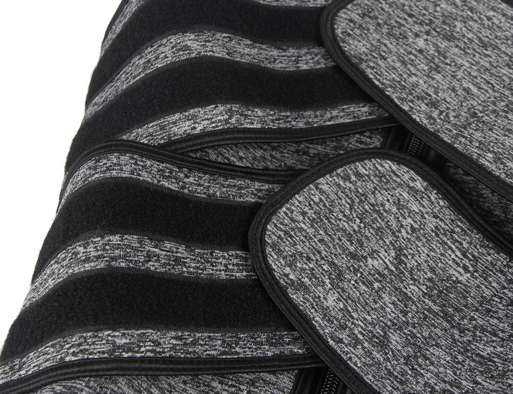 Doppelter Taillenformer mit Reißverschluss, 9 Stahlstäben, Neopren, Silber/Schwarz