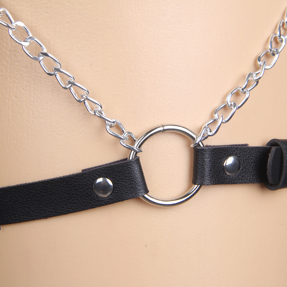 Adult SM PU and Chain Panties Body Restraint Harness Bondage