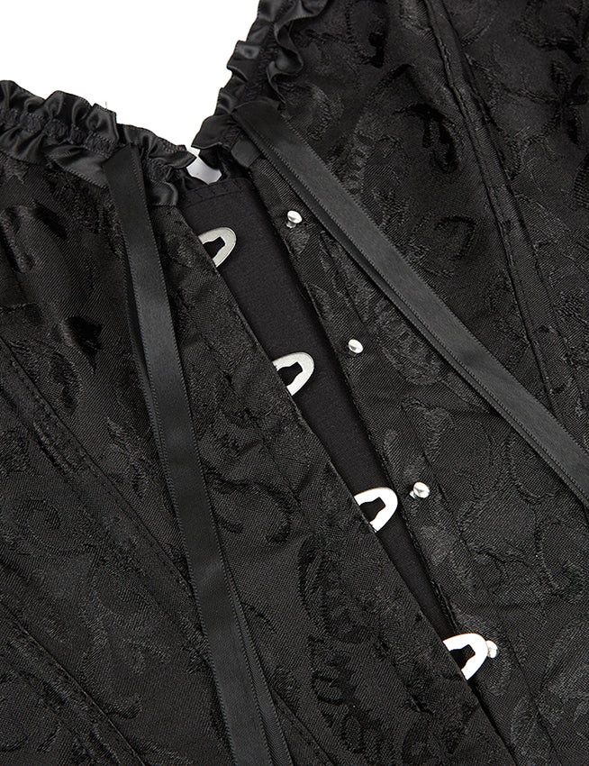 12 Pieces Plastic Bones Corsets Black Sexy Jacquard Palace Style Corset