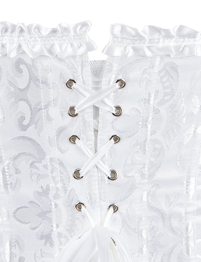 12 Pieces Plastic Bones Corsets White Sexy Jacquard Palace Style Corset