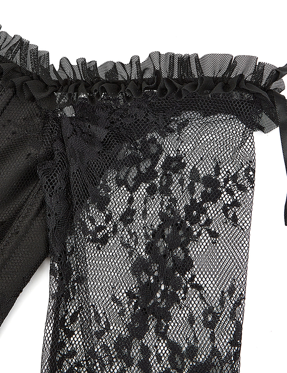 12-teiliges Korsett aus Kunststoffstäben, sexy Spitzenärmeln und Ziernähten