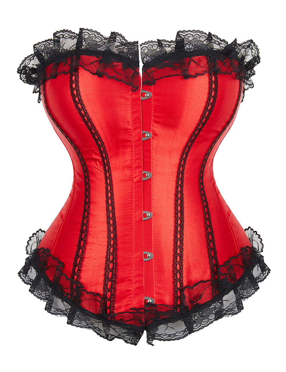 12 Pieces Plastic Bones Black Lace Red Corset