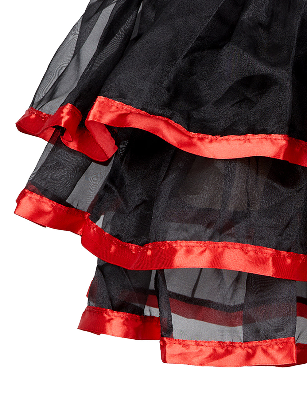 12-teiliges Korsett aus Kunststoffstäben, schwarzer Spitze und rotem Korsett