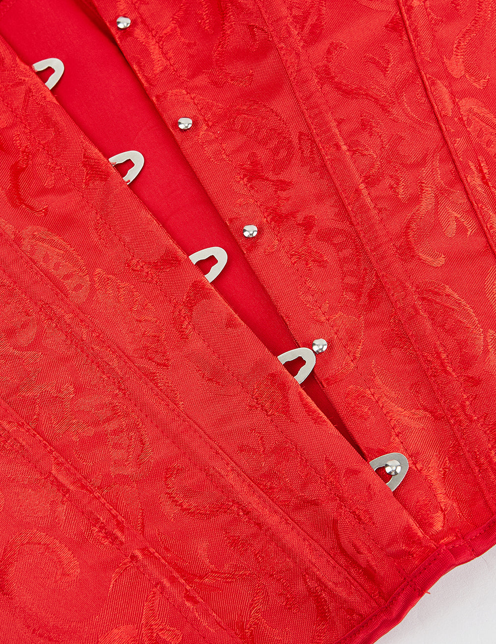 Red off Shoulder 12 Pieces Plastic Bones Lace Corsets with Panties