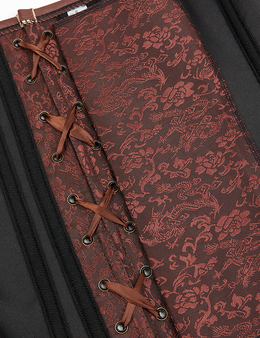 Braune 14-teilige Korsetts mit weichen Stahlstäben