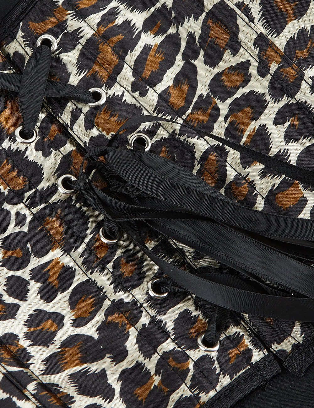 9-teiliges Korsett im Palaststil mit Leopardenmuster, schulterfrei und mit Reißverschluss, aus Kunststoffstäbchen