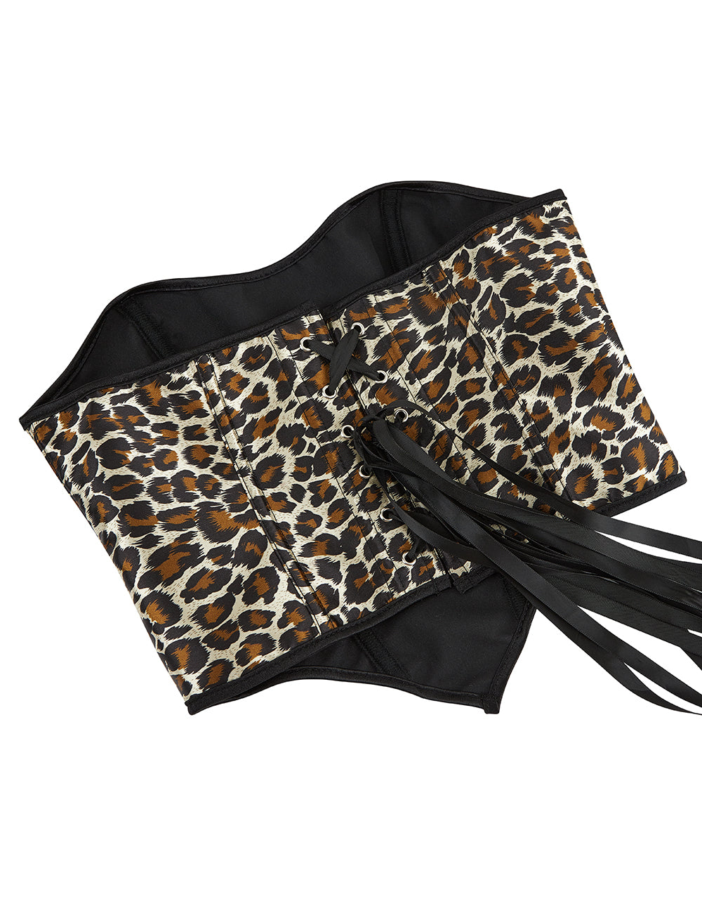 9-teiliges Korsett im Palaststil mit Leopardenmuster, schulterfrei und mit Reißverschluss, aus Kunststoffstäbchen