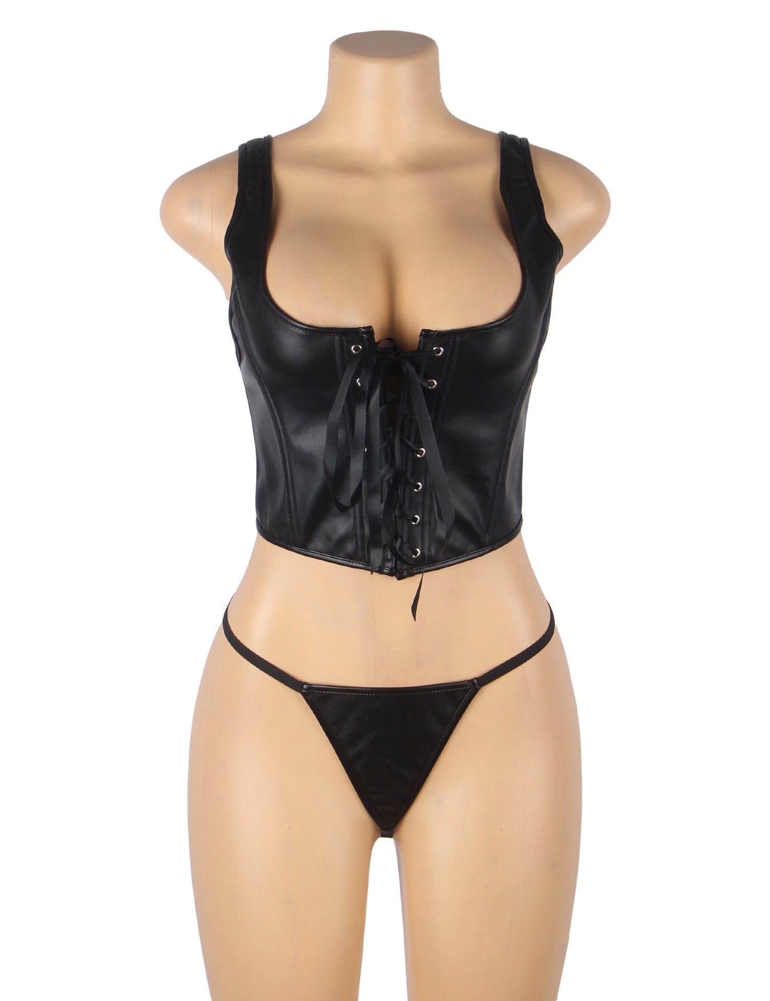 Corset en cuir sexy à baleines en plastique (12 pièces)