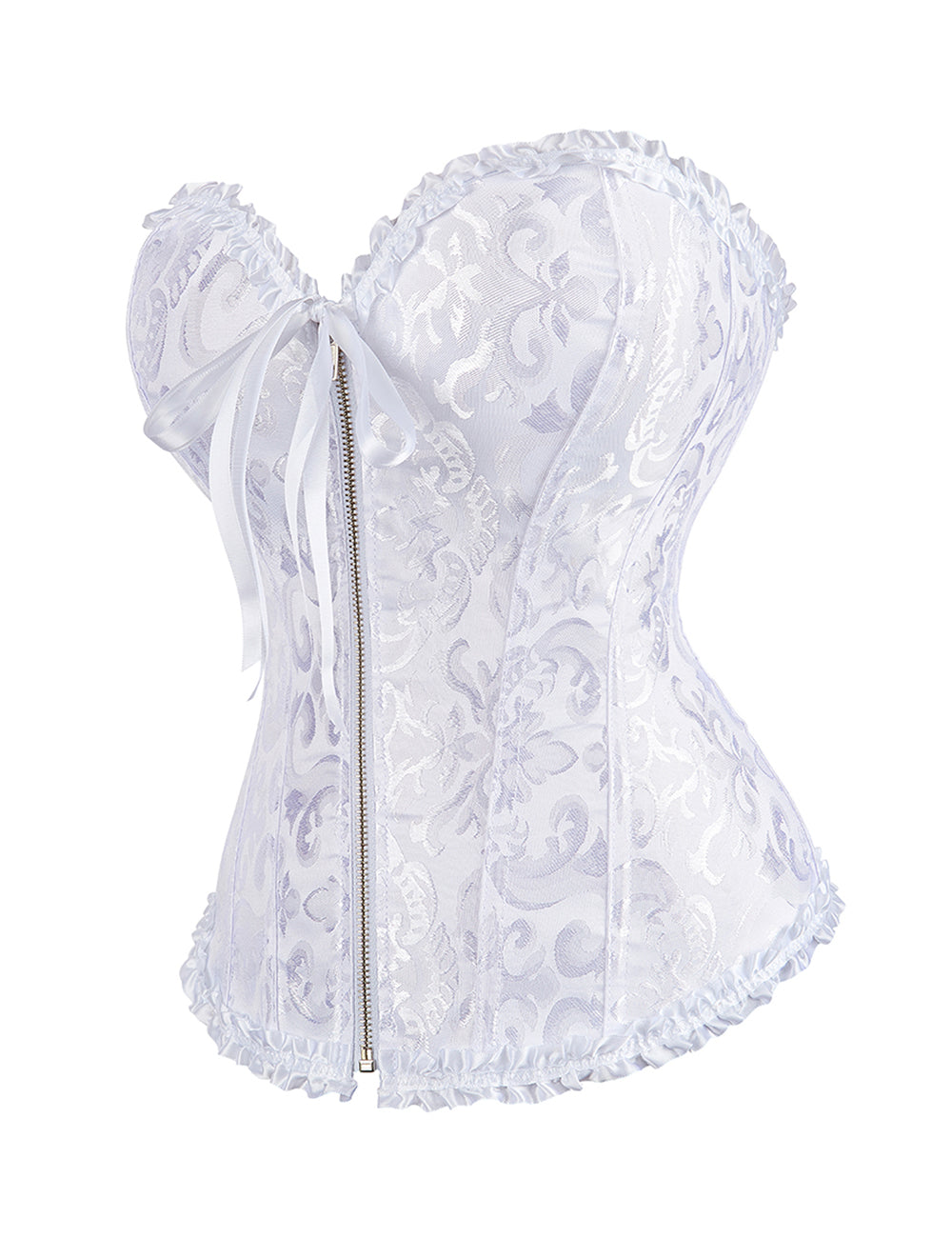 12 Pieces Plastic Bones White Sexy Embroidered Zippered Palace Style Corset