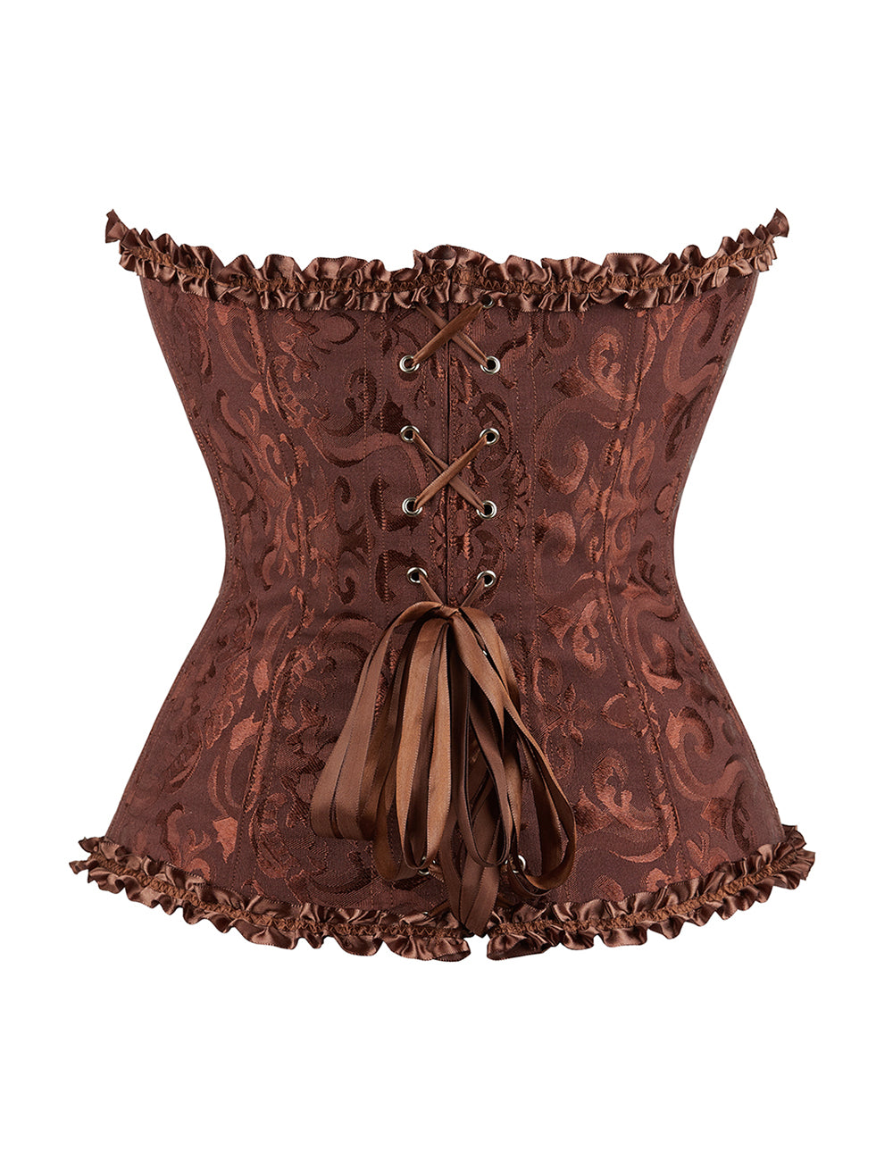 Corset style palais, brodé, sexy, avec baleines en plastique marron et fermeture éclair, 12 pièces